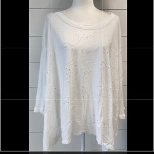 Free People white semi flowy top